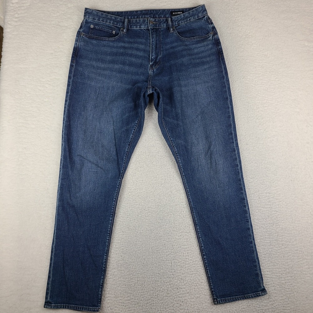 BONOBOS Jeans Mens 36x34 Blue Athletic Fit Dark Wash Denim